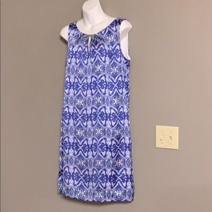 Dana Buchman blue and white sleeveless dress